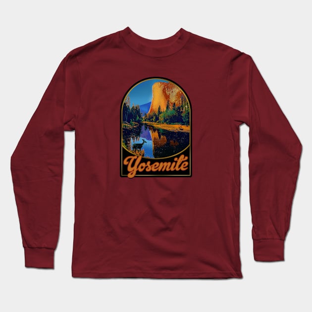 Yosemite National Park USA Long Sleeve T-Shirt by Midcenturydave